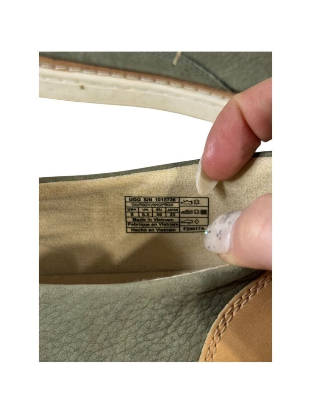 Women's UGG Green and Brown Slip-On Flats Size 8 - Picture 6 of 9